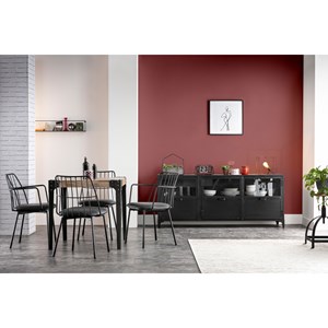 Table à manger en acier et bois manguier massif l80 cm madison