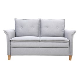 Canapé 2 places en tissu gris clair et bois clair cliff