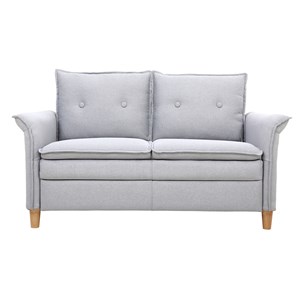 Canapé 2 places en tissu gris clair et bois clair cliff