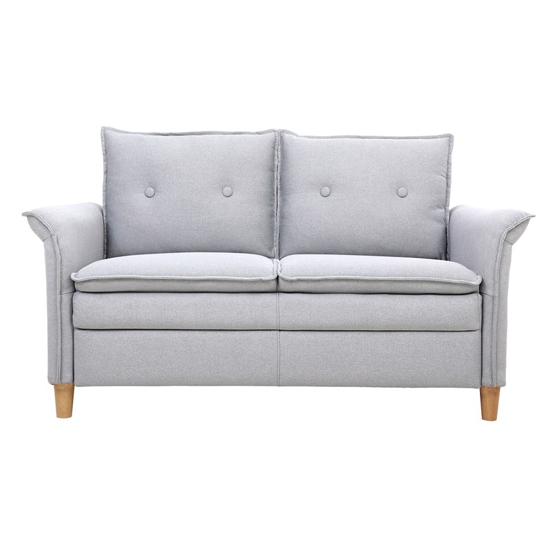 Canapé 2 places en tissu gris clair et bois clair cliff