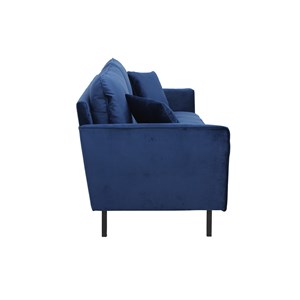 Canapé 3 places en tissu velours bleu foncé et métal noir beka