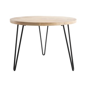 Table basse ronde bois manguier massif et métal noir d60 cm vibes