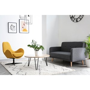 Table basse ronde bois manguier massif et métal noir d80 cm vibes