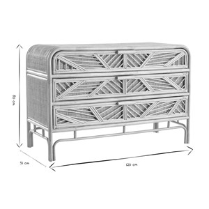 Commode  en rotin 3 tiroirs l120 cm galon