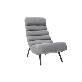 Fauteuil en tissu effet velours gris et métal noir taylor