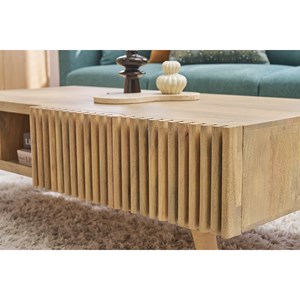 Table basse avec portes coulissantes bois manguier massif alba