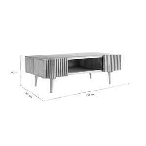 Table basse avec portes coulissantes bois manguier massif alba