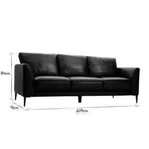 Canapé 3 places cuir noir et métal noir joplin