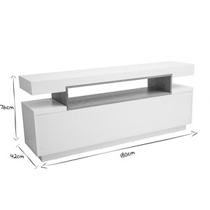 Buffet blanc mat et bois 4 portes l180 cm livo