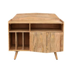 Buffet meuble de rangement vinyles en bois manguier massif l105 cm matahari