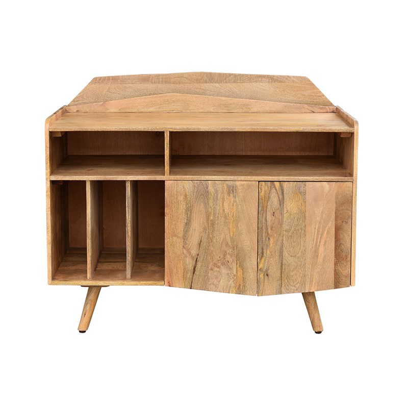 Buffet meuble de rangement vinyles en bois manguier massif l105 cm matahari