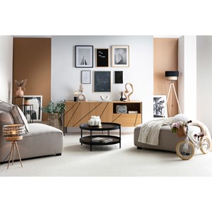 Table basse ronde bois noir et métal noir d80 cm twice