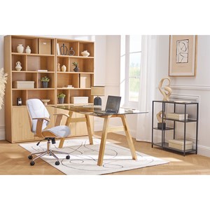 Table à manger en verre transparent et bois clair l160 cm bacco