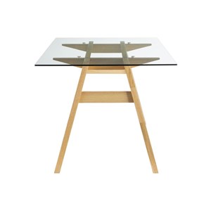 Table à manger en verre transparent et bois clair l160 cm bacco