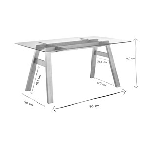 Table à manger en verre transparent et bois clair l160 cm bacco