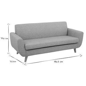 Canapé 3 places en tissu gris clair et bois clair pure