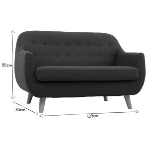 Canapé déhoussable 2 places en tissu bleu canard et bois clair ynok