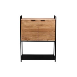 Buffet haut en bois massif et métal noir 2 portes l85 cm arthus