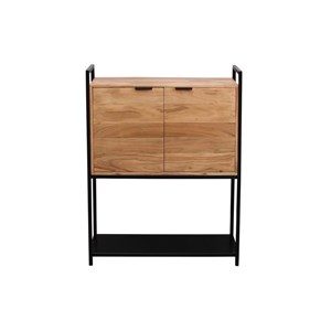 Buffet haut en bois massif et métal noir 2 portes l85 cm arthus