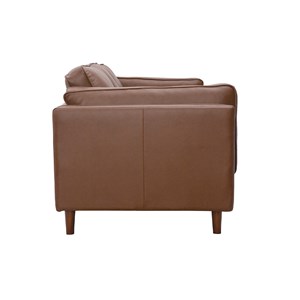 Canapé  3 places cuir marron et bois foncé bradley