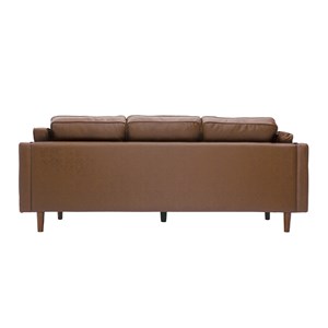 Canapé  3 places cuir marron et bois foncé bradley