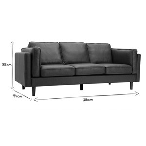 Canapé  3 places cuir marron et bois foncé bradley