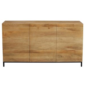 Buffet en bois manguier massif et métal noir 3 portes l145 cm ypster