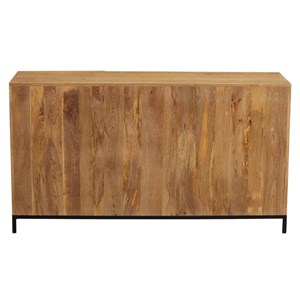 Buffet en bois manguier massif et métal noir 3 portes l145 cm ypster