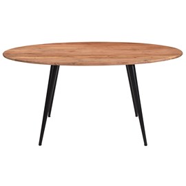 Table à manger ovale en bois massif et métal noir l160 cm obali