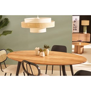 Table à manger ovale en bois massif et métal noir l160 cm obali