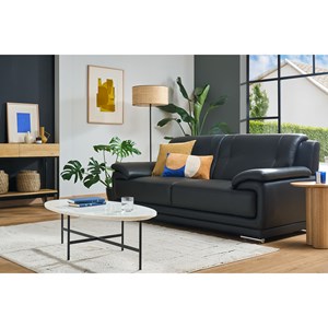 Canapé 3 places en cuir noir et acier chromé tamara