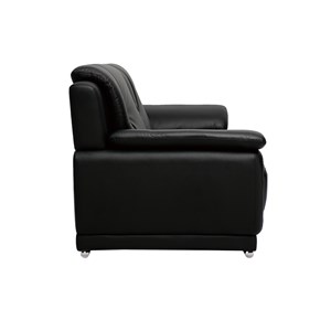 Canapé 3 places en cuir noir et acier chromé tamara