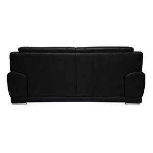 Canapé 3 places en cuir noir et acier chromé tamara