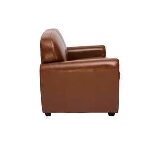 Canapé cuir  2 places marron et bois noir club