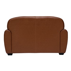 Canapé cuir  2 places marron et bois noir club