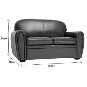 Canapé cuir  2 places marron et bois noir club