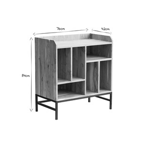 Buffet de rangement vinyles en bois massif et métal noir l76 cm blues