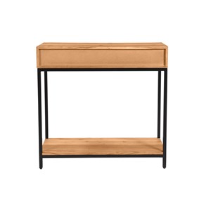 Console avec rangements 2 tiroirs en bois massif et métal noir l80 cm axelle