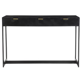 Console avec rangements 3 tiroirs noire et métal l115 cm avidan