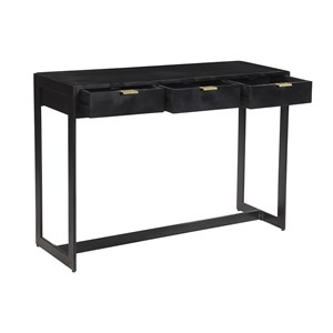 Console avec rangements 3 tiroirs noire et métal l115 cm avidan