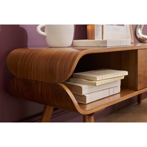 Meuble tv  en bois foncé avec rangements l132 cm takla