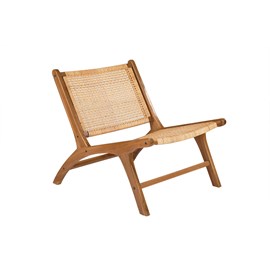 Fauteuil ethnique en bois teck massif et cannage en rotin naturel hamma