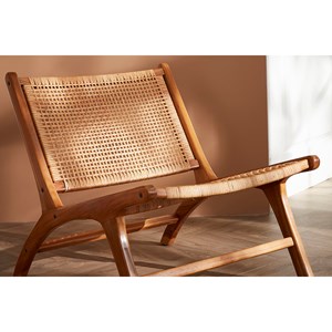 Fauteuil ethnique en bois teck massif et cannage en rotin naturel hamma