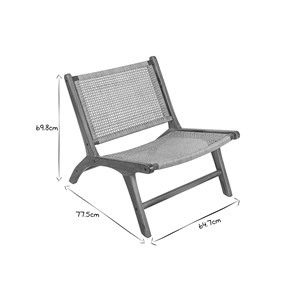 Fauteuil ethnique en bois teck massif et cannage en rotin naturel hamma