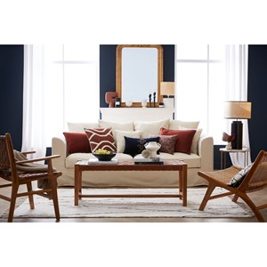 Canapé déhoussable 3 places en tissu écru fever