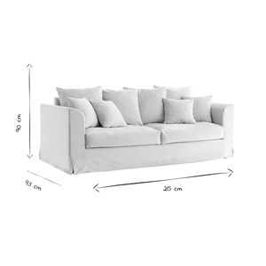 Canapé déhoussable 3 places en tissu écru fever