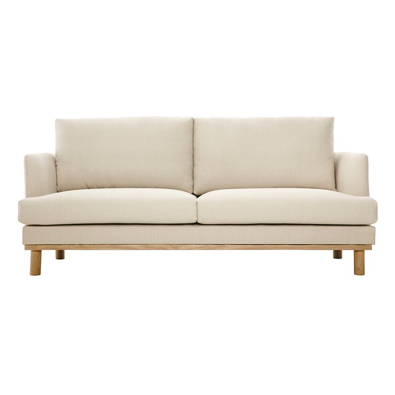 Canapé 3 places en tissu beige et bois clair hobart