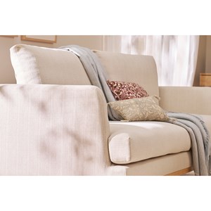 Canapé 3 places en tissu beige et bois clair hobart