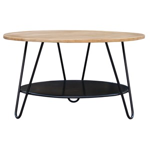 Table basse ronde bois manguier massif et métal noir d80 cm priya