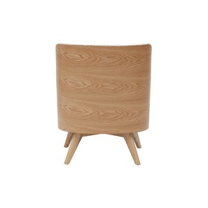 Fauteuil en tissu effet laine bouclée blanc cassé et bois clair valmy
